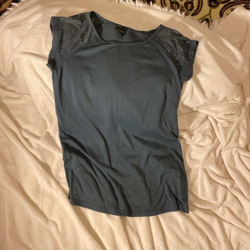 Rhinestone embellished short sleeve top